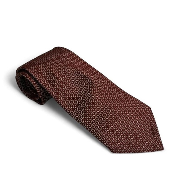 Giorgio Armani Other - Giorgio Armani Silk Tie Mens OS Burgundy Geometric Made In Italy Excellent